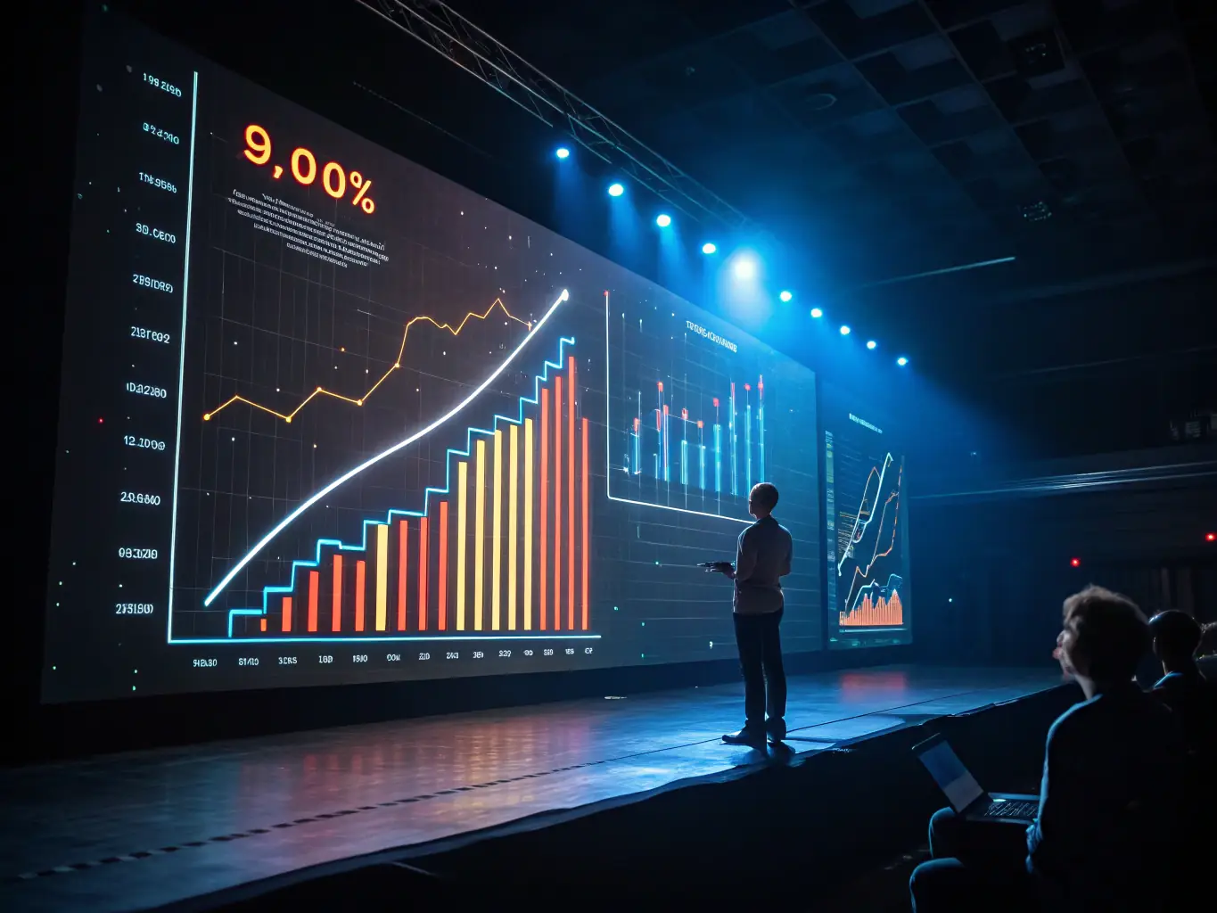A visually appealing graph illustrating website traffic trends, user demographics, and engagement metrics, used to represent Webmaster Workspace's Traffic Insights service.