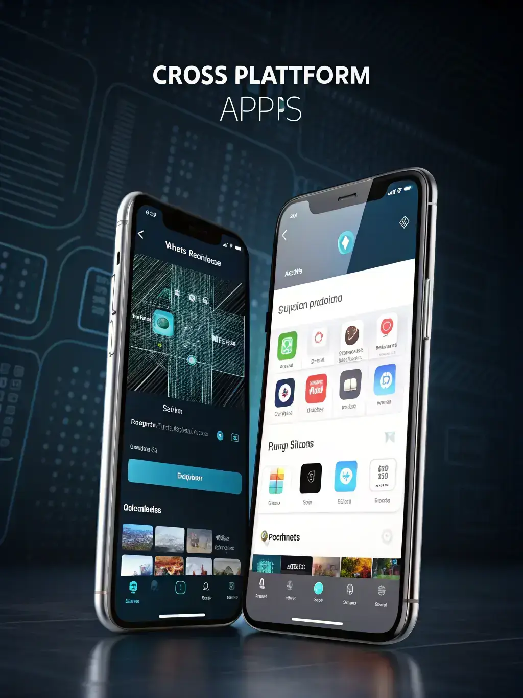 An illustration of a cross-platform mobile app running seamlessly on both a smartphone and a tablet, emphasizing its versatility.